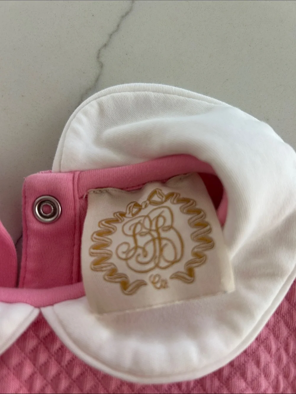The Beaufort Bonnet Company Pink Quilted One-Piece with White Peter Pan Collar